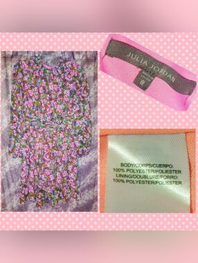 Julia Jordan Pink/Multicolor Floral Hi-Neck Long Sleeve Woven Chiffon Dress Sz 8